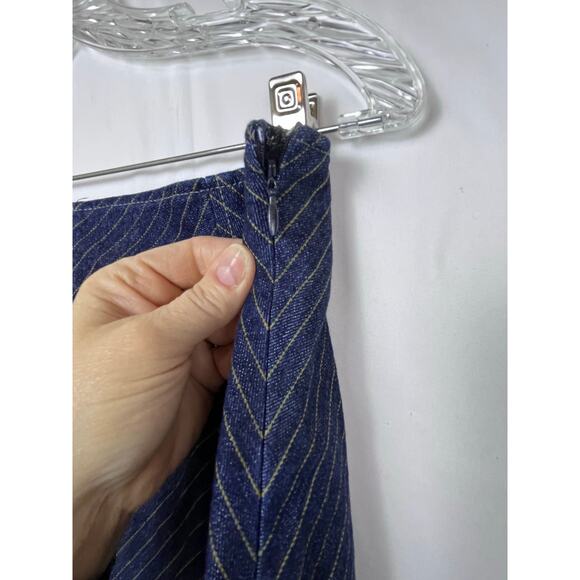 The Look by Randolph Duke Women's Size 16 Blue Striped Denim Ruffled Hem Skirt - Picture 8 of 8